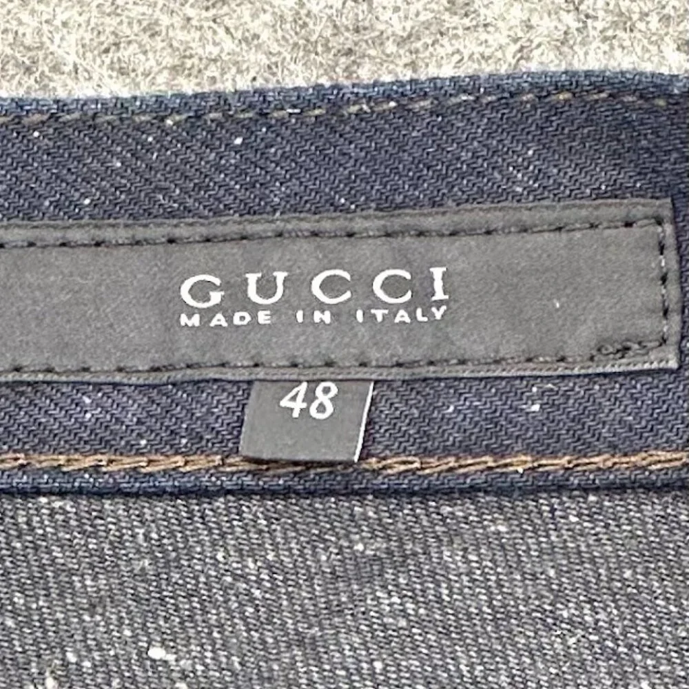 Gucci Dark Blue Denim Jeans‎ IT 48 US 33 Made in Italy Logo Pocket